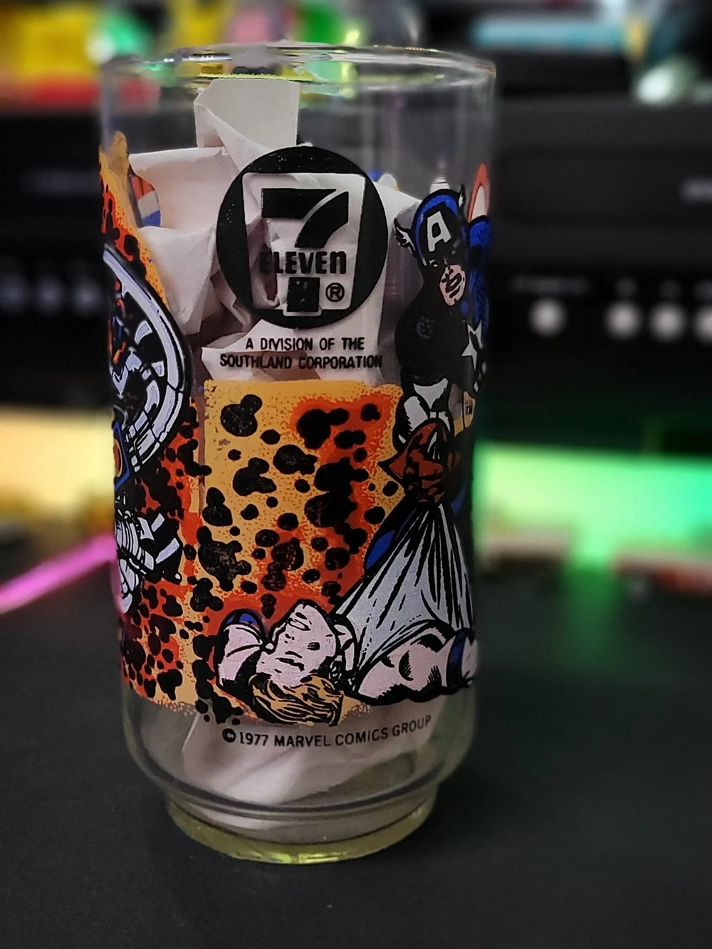 1977 Captain America Marvel Character Glass -7 Eleven